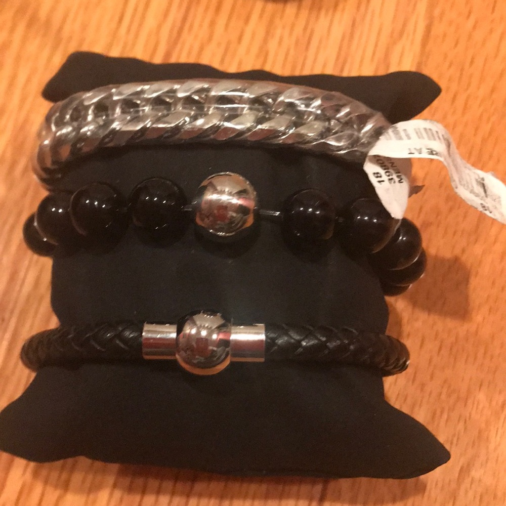 Three piece bracelet set stainless steel